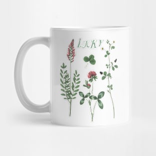 Irish Clover Botanical Illustration wit Text Mug